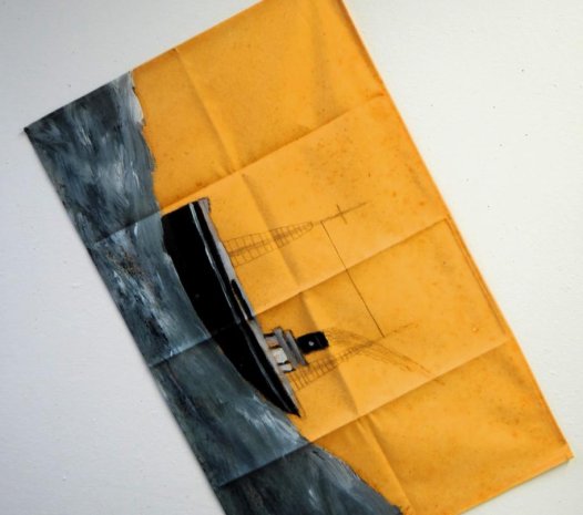 Museum & Art Swindon - Alfred Wallis Ship Amid Tall Waves Tea Towel